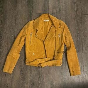 H&M suede leather moto jacket